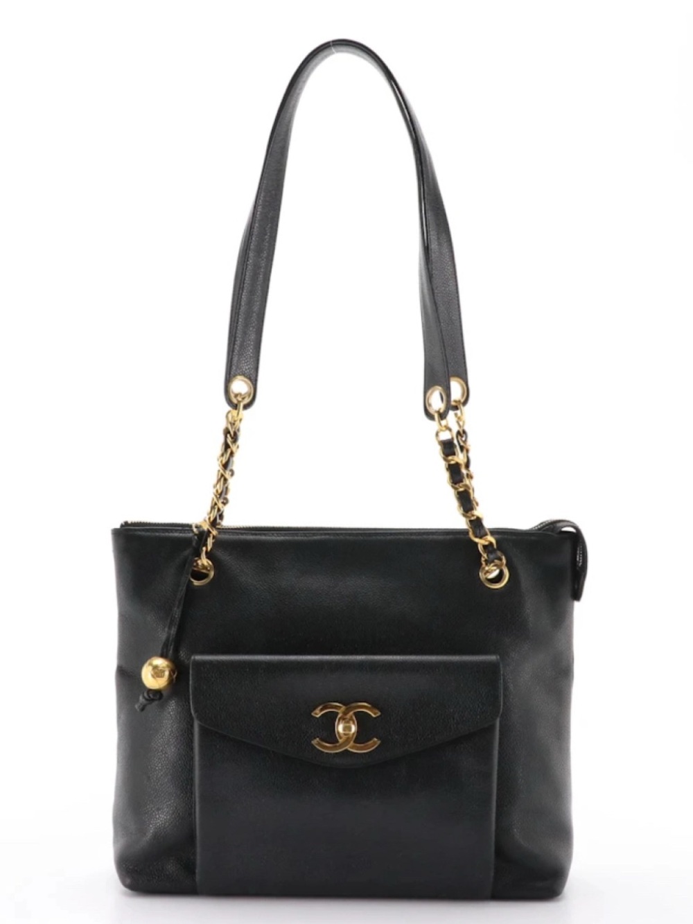 vintage Chanel CC Front Pocket Chain Tote (box included)
